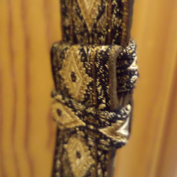 WOMEN'S CHICO'S COTTON JACQUARD BELT-Tan and Blue-Cotton Jacquard Diamond -M/L - Picture 5 of 9